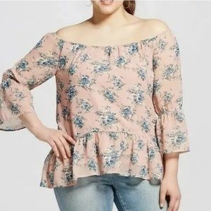 J by J.O.A Pink Floral Chiffon Tunic Plus Size 2XL NEW